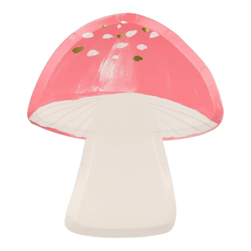 Large Mushroom Shaped Dessert Paper Plates, 7.5 Inches, 8 Count