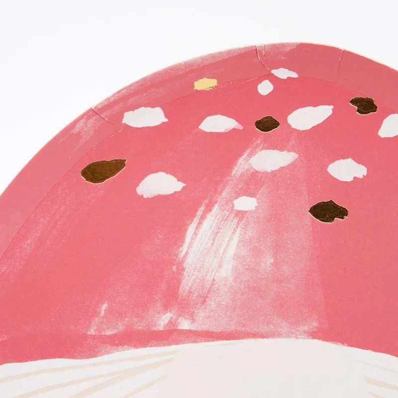 Large Mushroom Shaped Dessert Paper Plates, 7.5 Inches, 8 Count