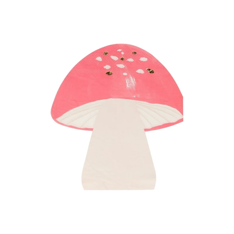 Mushroom Shaped Small Beverage Napkins, 16 Count