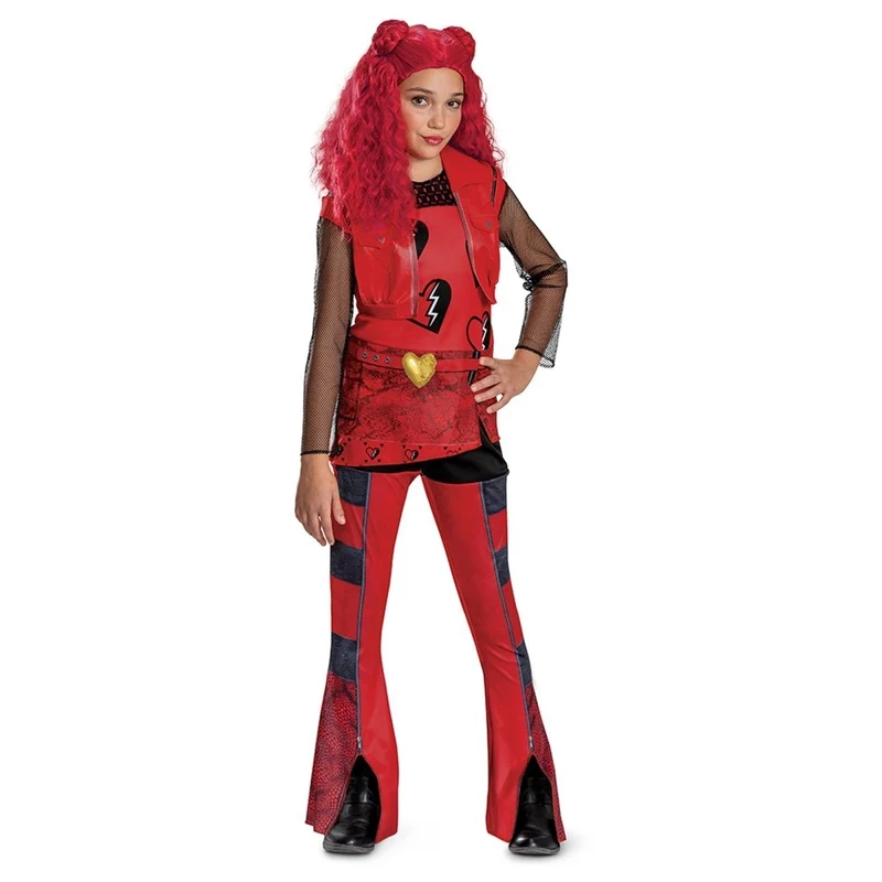Red Costume for Kids, Descendants, Red Jumpsuit with Attached Vest
