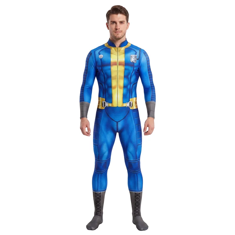 Fallout Vault Jumpsuit for Adults, Blue and Yellow Jumpsuit