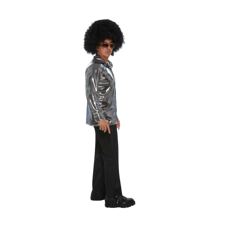 70s Plus Size Disco Silver Shirt for Adults