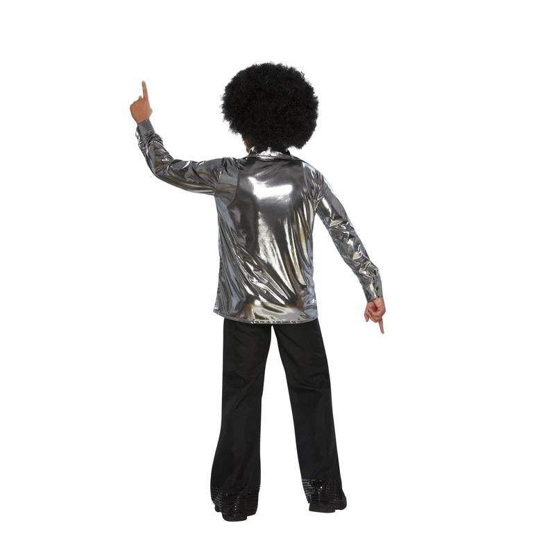70s Plus Size Disco Silver Shirt for Adults
