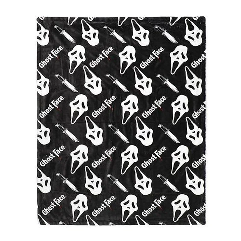 Ghost Face Double Sided Throw Blanket, Scream, Black, 1 Count