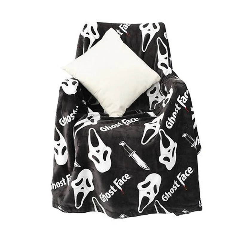 Ghost Face Double Sided Throw Blanket, Scream, Black, 1 Count
