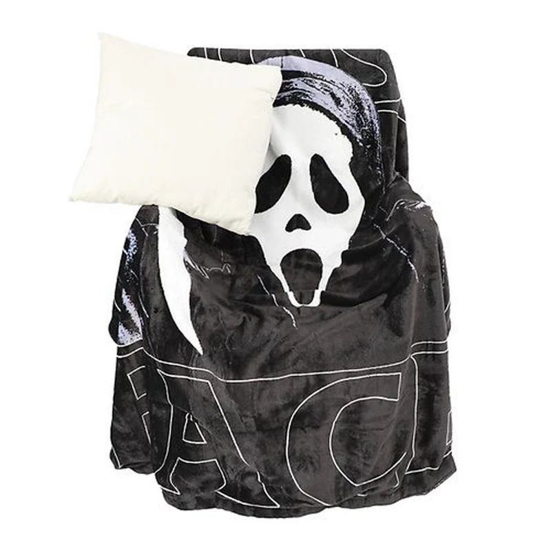 Ghost Face Double Sided Throw Blanket, Scream, Black, 1 Count