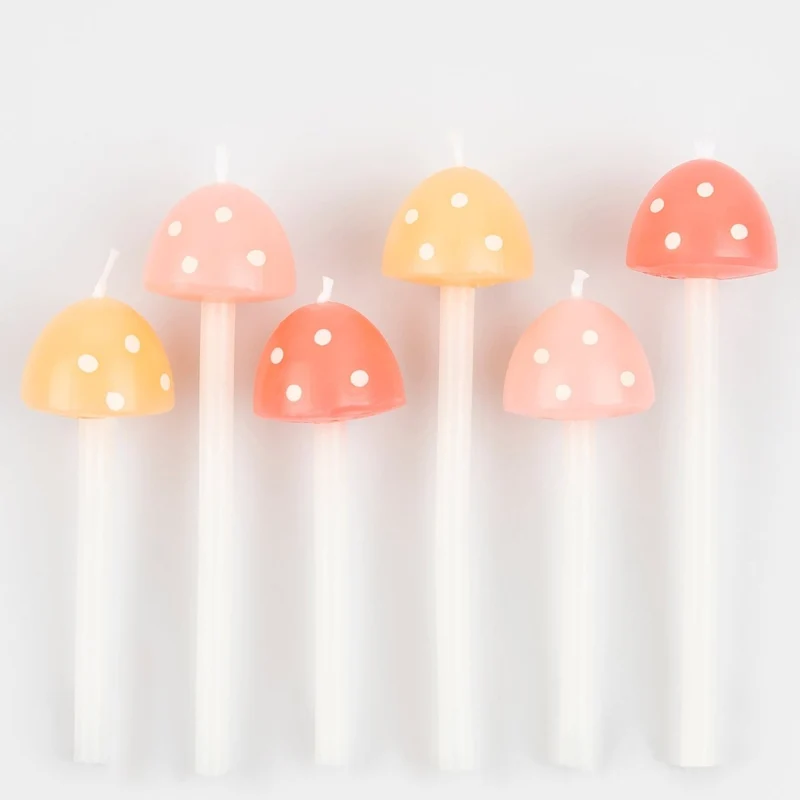 Mushroom Birthday Candles, 4.75 Inches, 6 Count