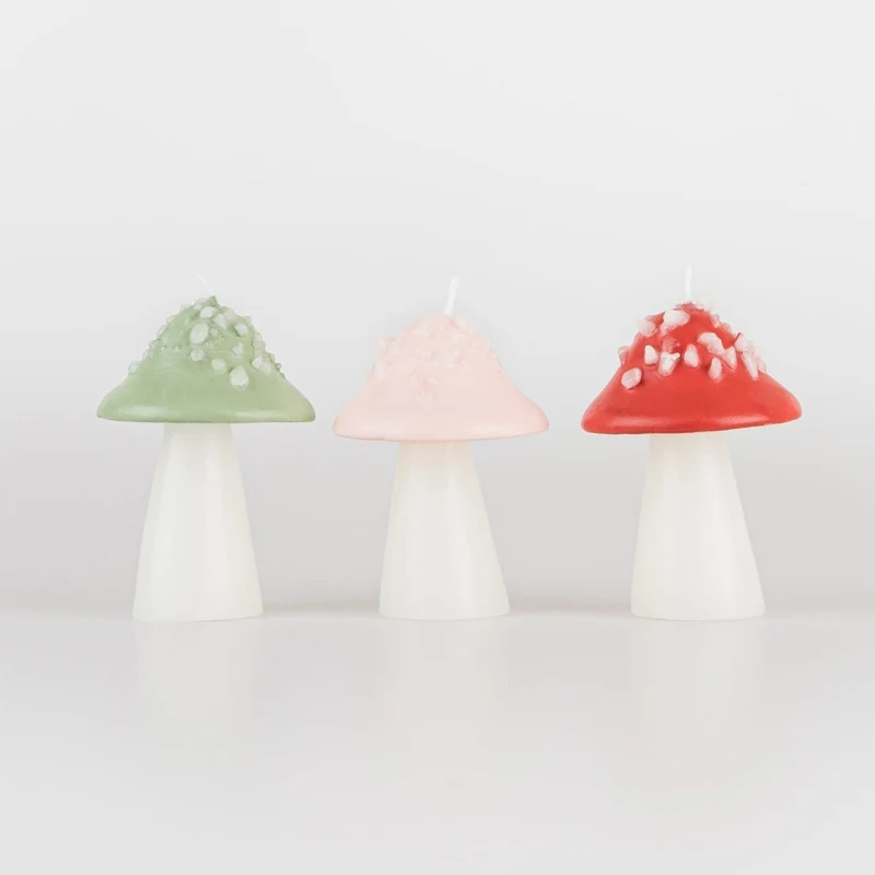 Mushroom Candles, 3 Count
