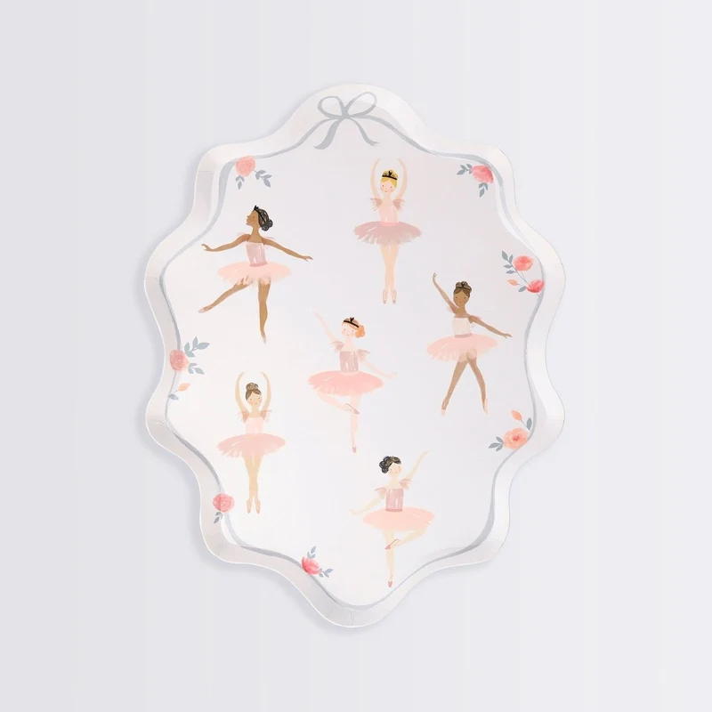 Ballerina Small Dessert Plates, 7.5 x 9.75 Inches, 8 Count