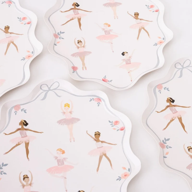 Ballerina Small Dessert Plates, 7.5 x 9.75 Inches, 8 Count