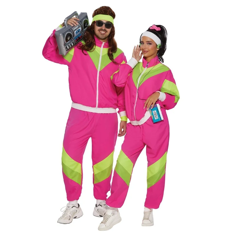 80s Costume for Adults, Hot Pink Vest and Pants