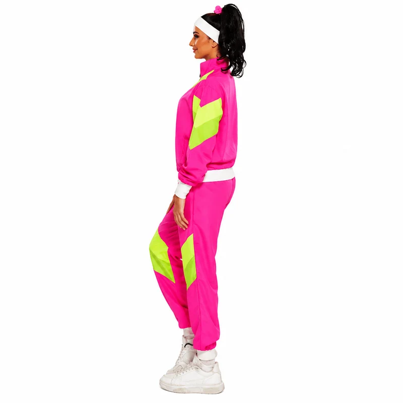 80s Costume for Adults, Hot Pink Vest and Pants