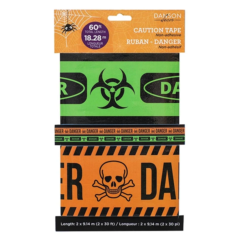 Halloween Plastic Danger Tape, 360 Inches, 2 Count