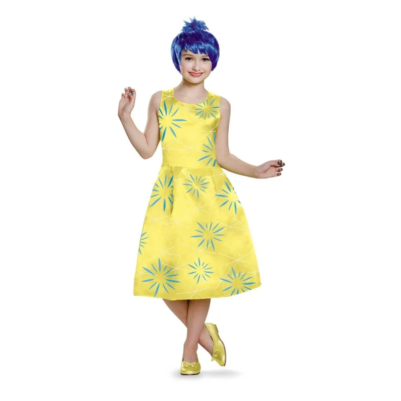 Joy Deluxe Costume for Kids, Inside Out 2, Yellow Dress and Wig