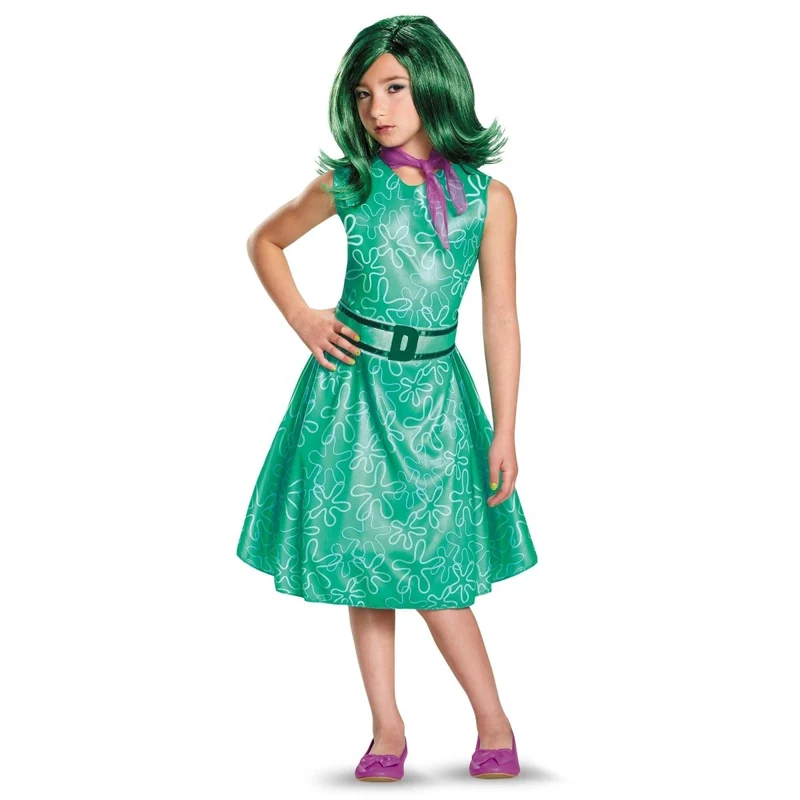 Disgust Costume for Kids, Inside Out 2, Green Dress