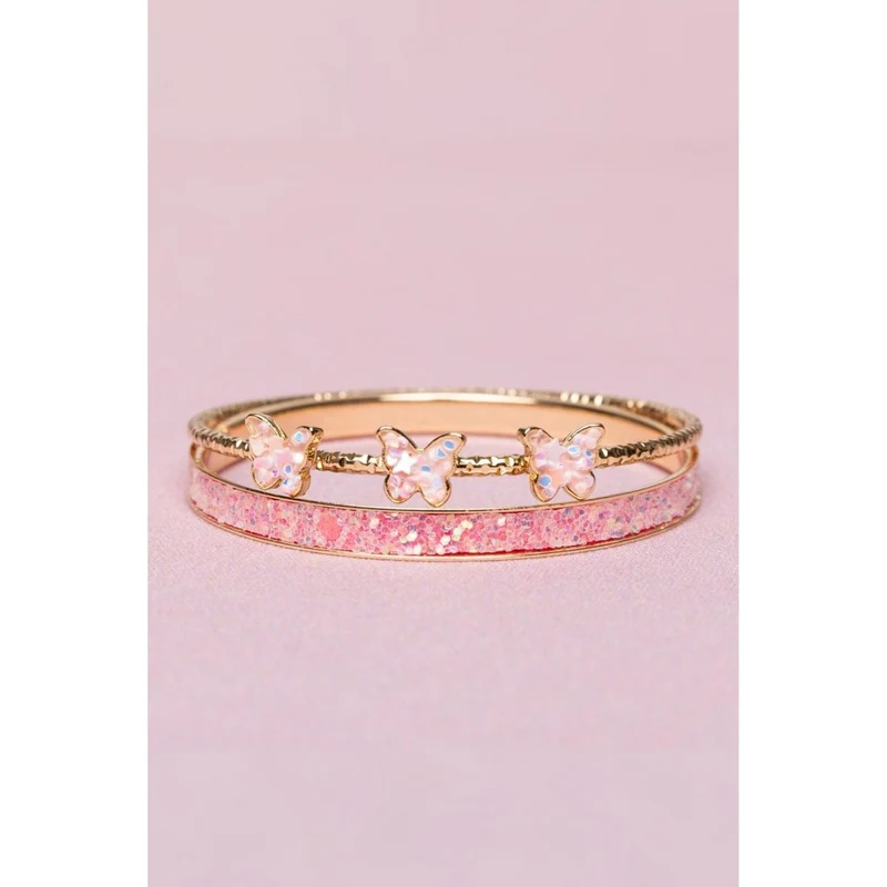 Boutique Chic Butterfly Bangles for Kids, 2 Count