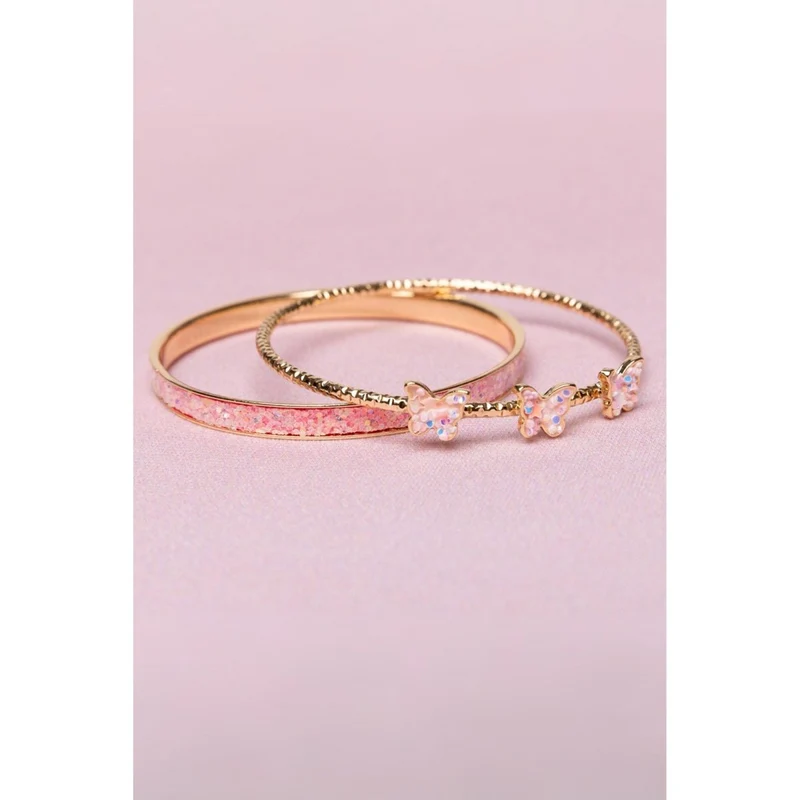 Boutique Chic Butterfly Bangles for Kids, 2 Count