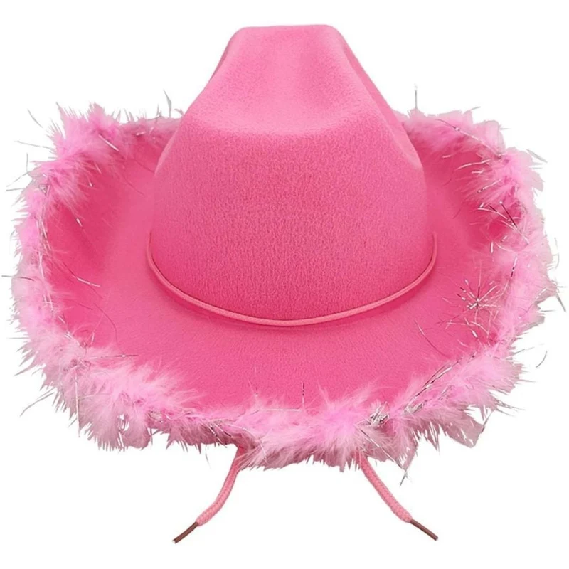 Pink Festival Cowboy Hat with Silver Tiara for Kids