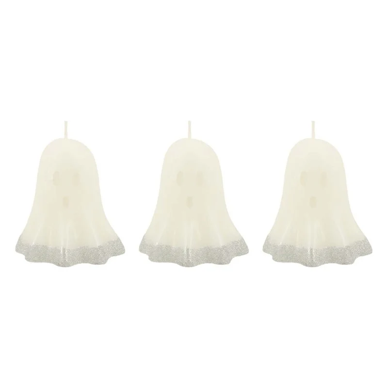 Halloween Glitter Dipped Ghost Candles, 3 Inches, 3 Count