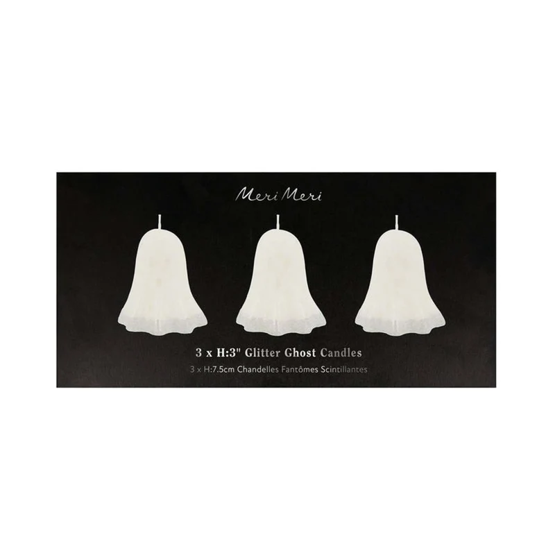 Halloween Glitter Dipped Ghost Candles, 3 Inches, 3 Count