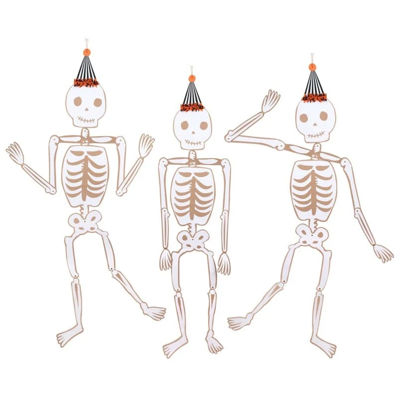Giant Jointed Skeleton Shaped Hanging Decorations, 58 Inches, 3 Count