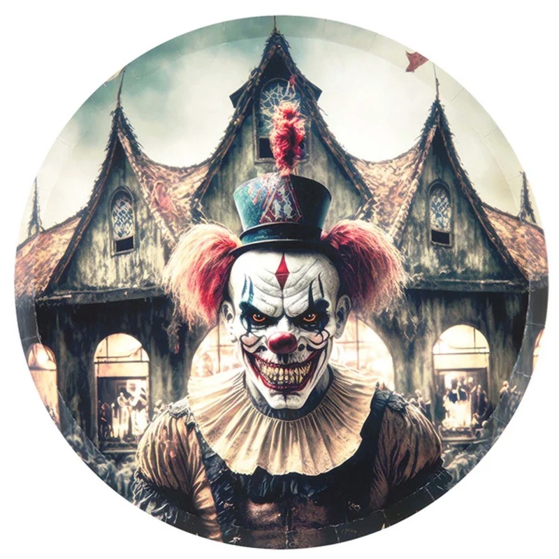 Killer Clown Large Round Lunch Paper Plates, 9 Inches, 10 Count