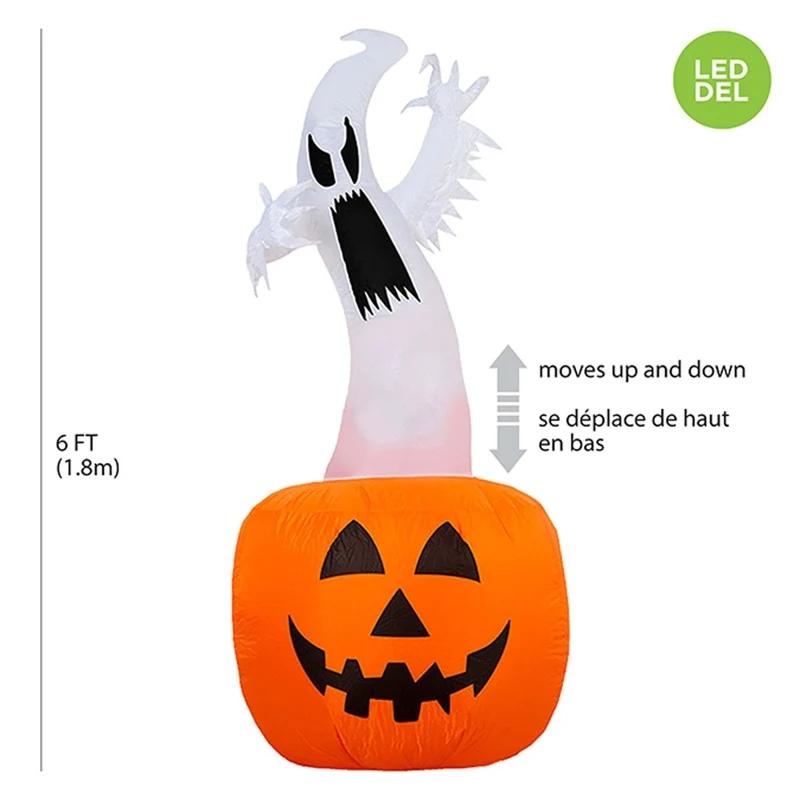 Inflatable Light-Up Ghost In Pumpkin Decoration, 72 Inches, 1 Count