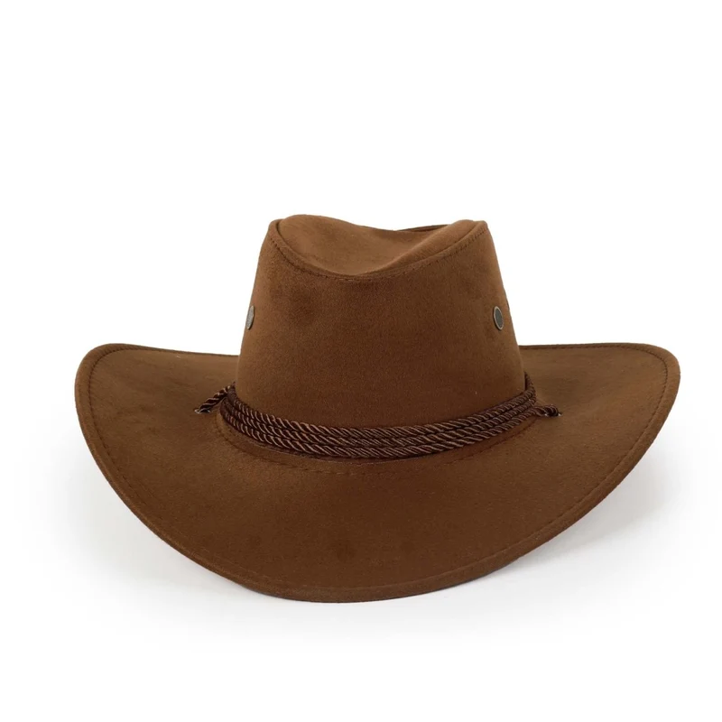 Brown Suede Cowboy Hat for Adults