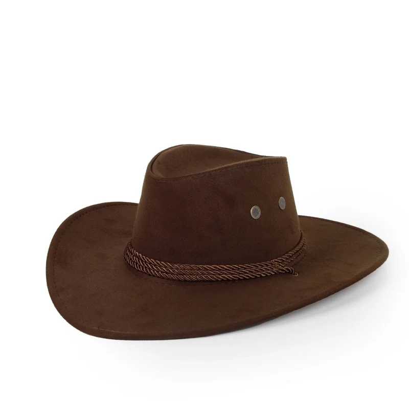 Dark Brown Suede Cowboy Hat for Adults
