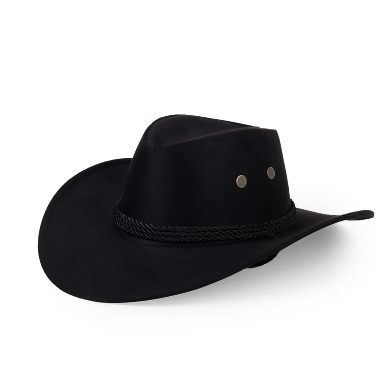 Black Suede Cowboy Hat for Adults