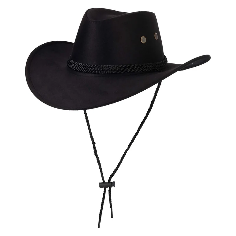 Black Suede Cowboy Hat for Adults