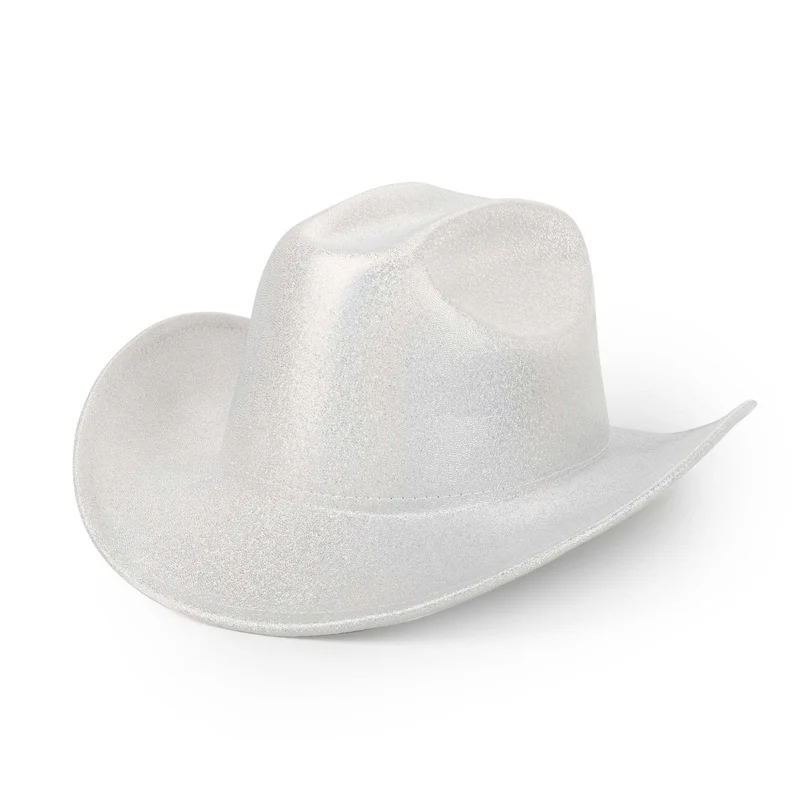 White Iridescent Cowgirl Hat for Adults