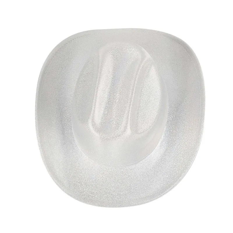 White Iridescent Cowgirl Hat for Adults