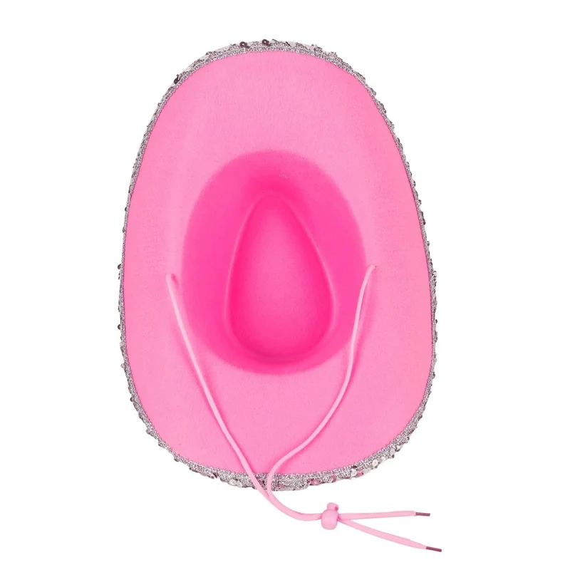 Glam Cowgirl Hat for Adults, Pink and Silver