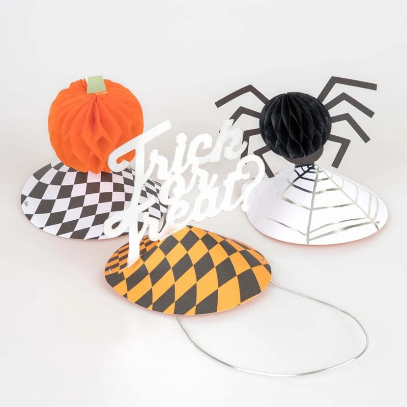 Mod Pattern Halloween Party Paper Hats, 6 Count