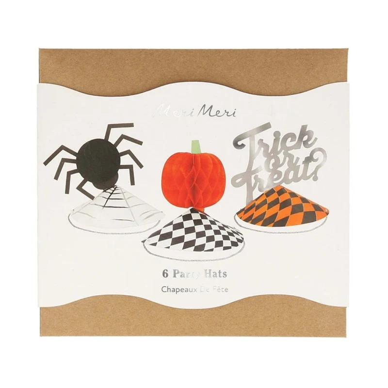 Mod Pattern Halloween Party Paper Hats, 6 Count