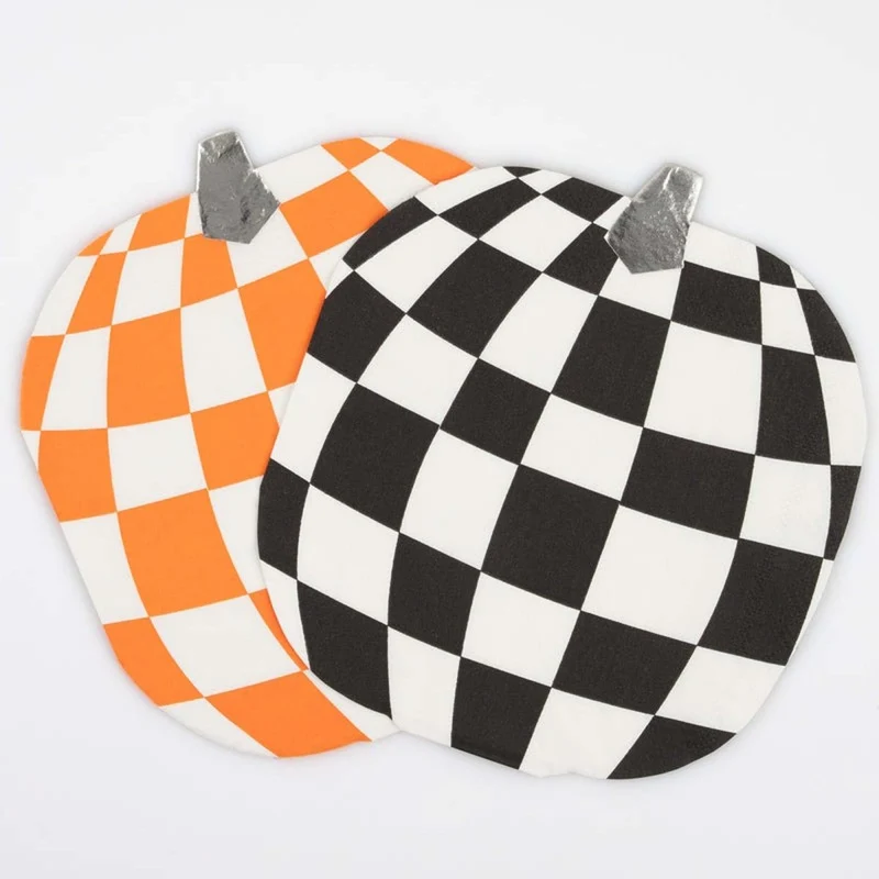 Mod Pattern Large Pumpkin Shaped Lunch Napkins, 16 Count