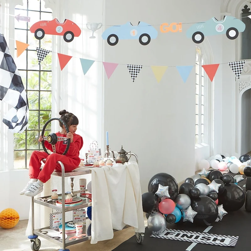 Race Cars Paper Garland, 72 Inches, 2 Count