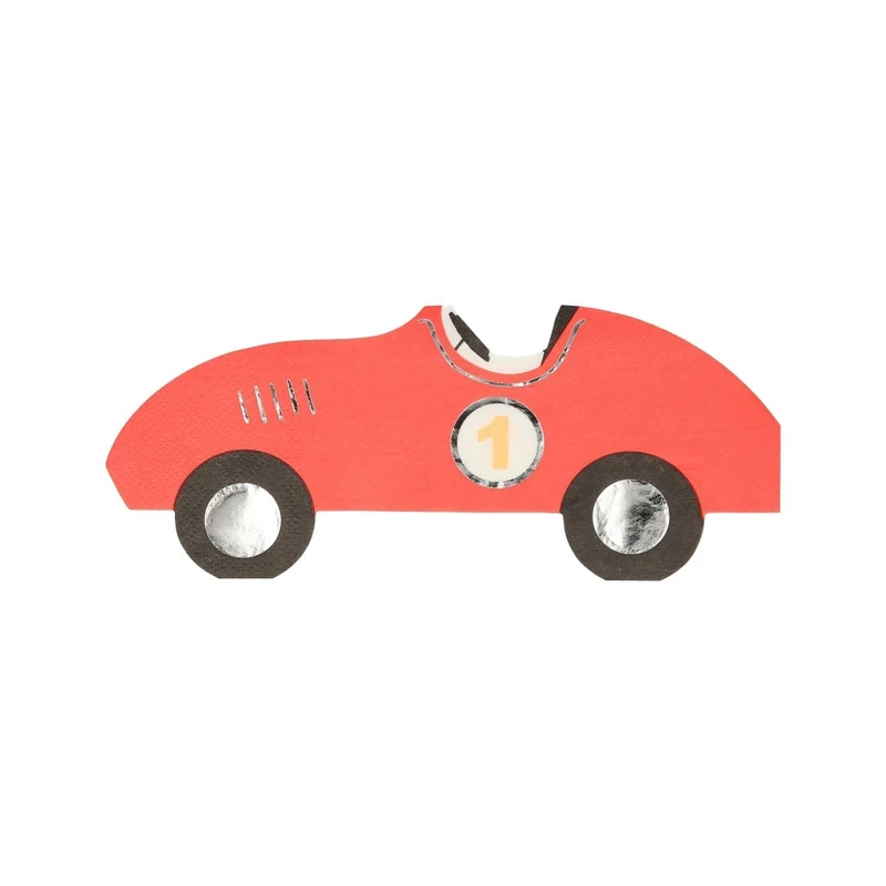 Race Cars Small Car Shaped Lunch Napkins, 16 Count