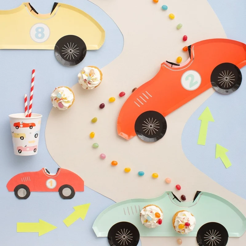 Race Cars Small Car Shaped Lunch Napkins, 16 Count