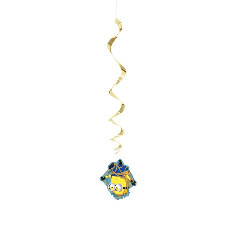 Despicable Me 4 Birthday Spiral Decoration Kit with Cutouts, 3 Count