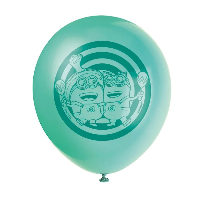 Despicable Me 4 Printed Latex Balloons, Blue, Green, Yellow and Peach, 12 inches, 8 Count