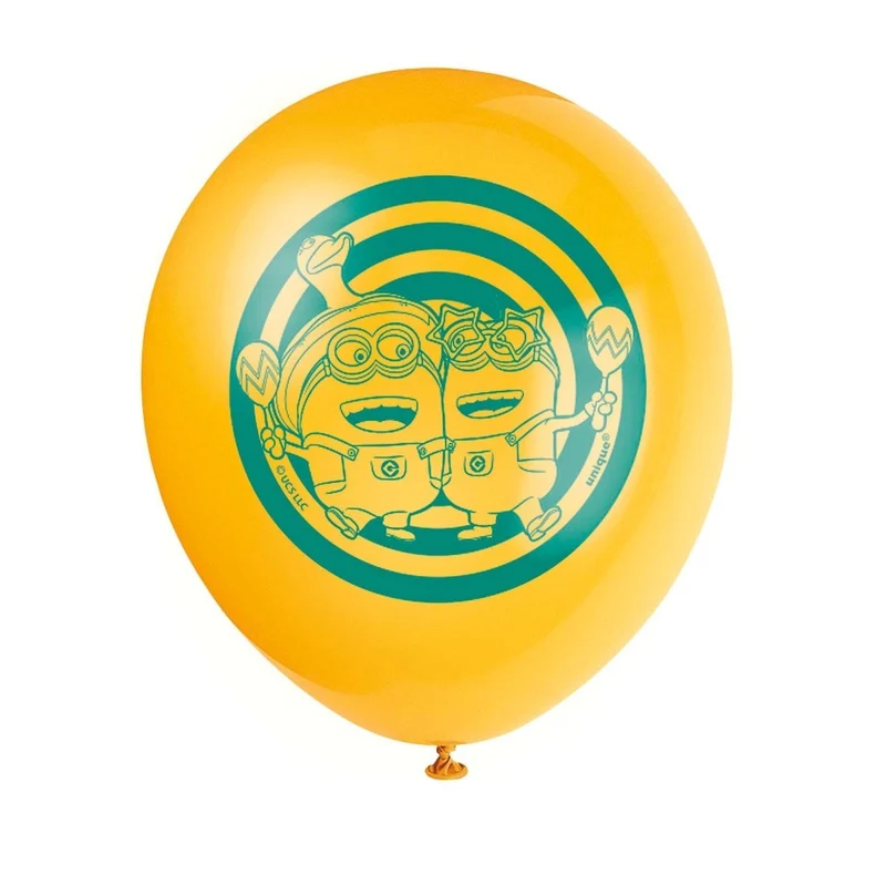 Despicable Me 4 Printed Latex Balloons, Blue, Green, Yellow and Peach, 12 inches, 8 Count