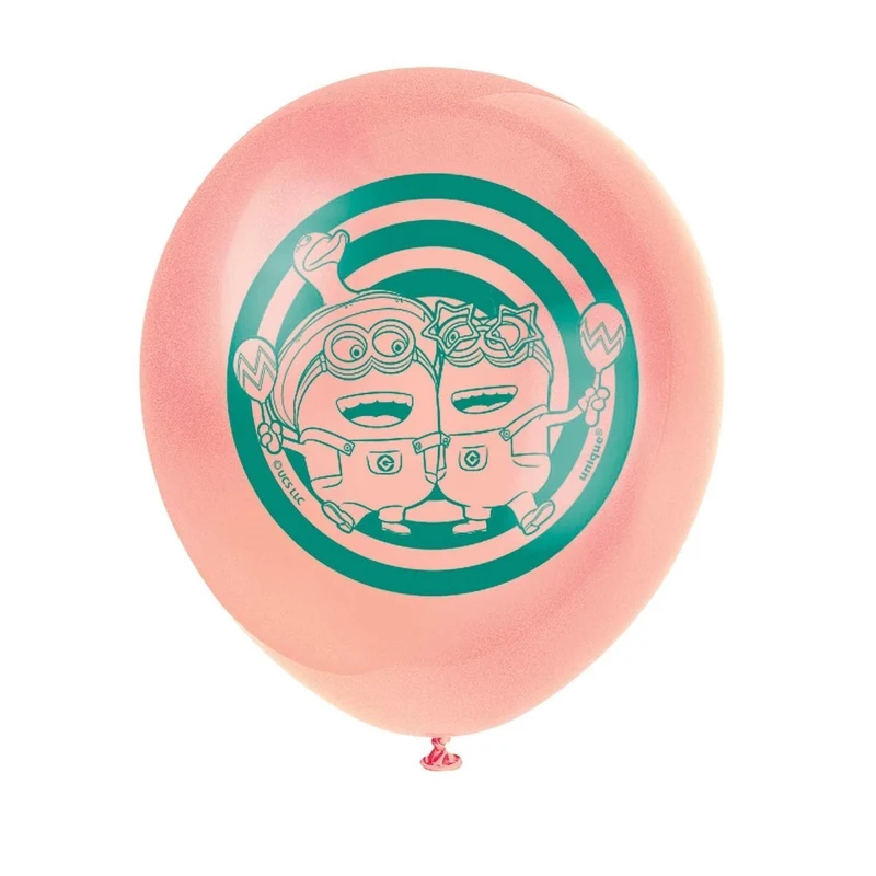 Despicable Me 4 Printed Latex Balloons, Blue, Green, Yellow and Peach, 12 inches, 8 Count