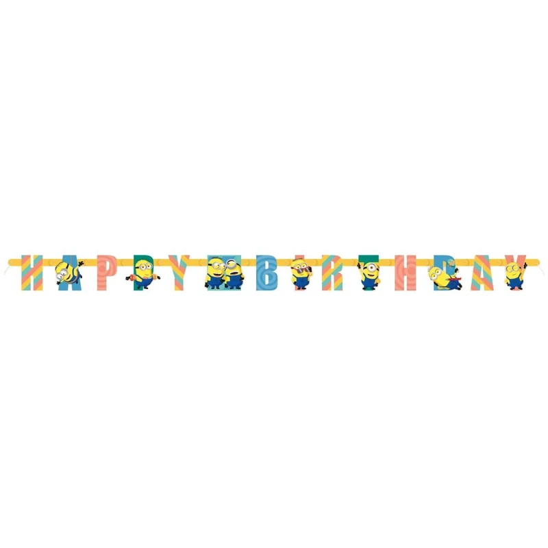 Despicable Me 4 Happy Birthday Jointed Letter Paper Banner, 1 Count