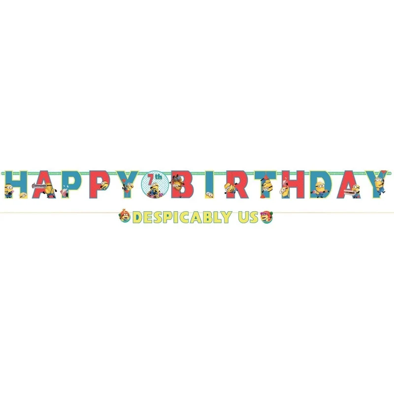 Despicable Me 4 Jumbo Add-an-Age Happy Birthday Letter Paper Banner Kit, 126 Inches, 2 Count