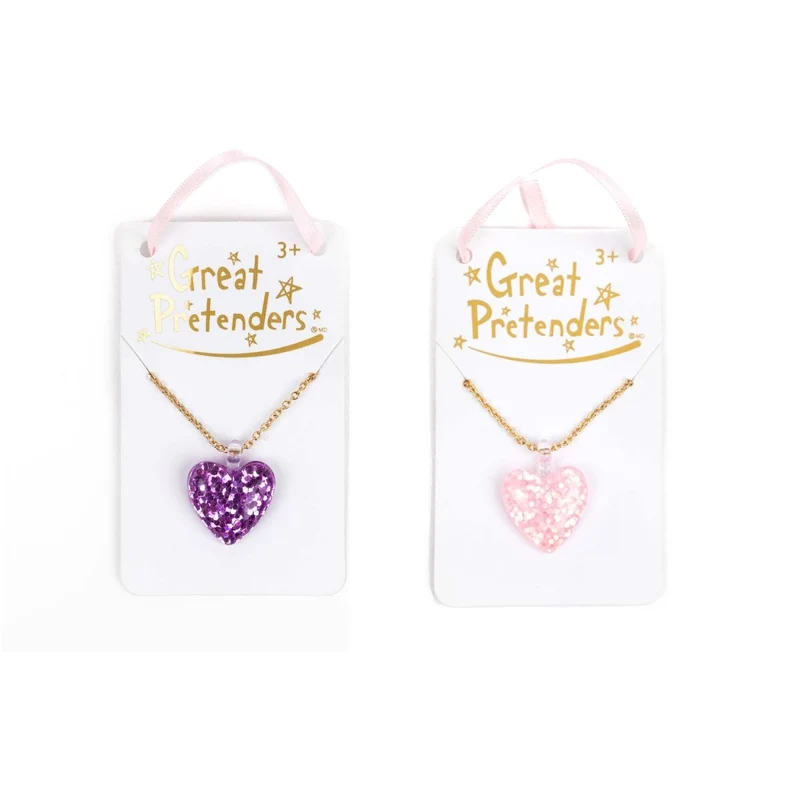 Boutique Glitter Heart Necklace for kids, assortment, 1 Count