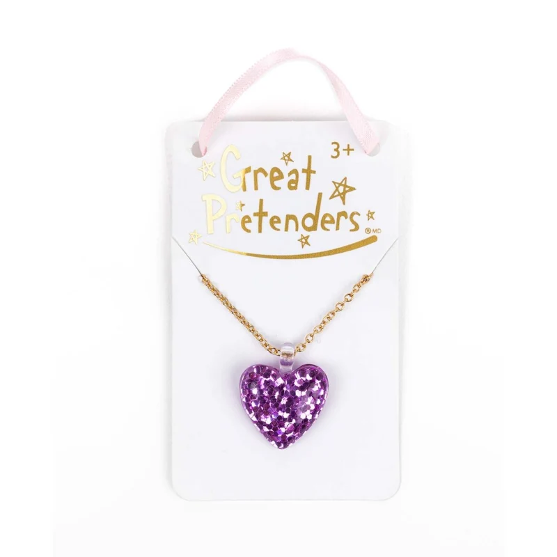 Boutique Glitter Heart Necklace for kids, assortment, 1 Count