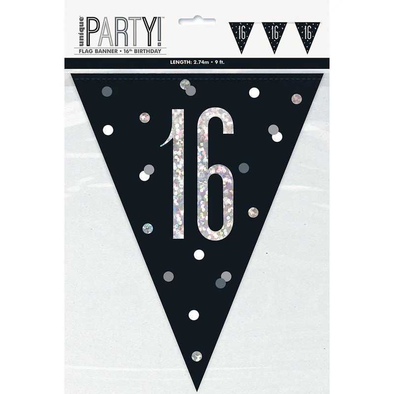 Bonne Fête Black/Silver - Pennant Banner - 16