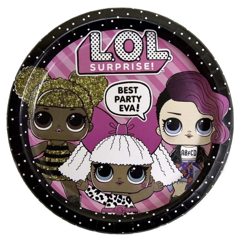 LOL Surprise Birthday Large Round Lunch Paper Plates, 9 Inches, 8 Count